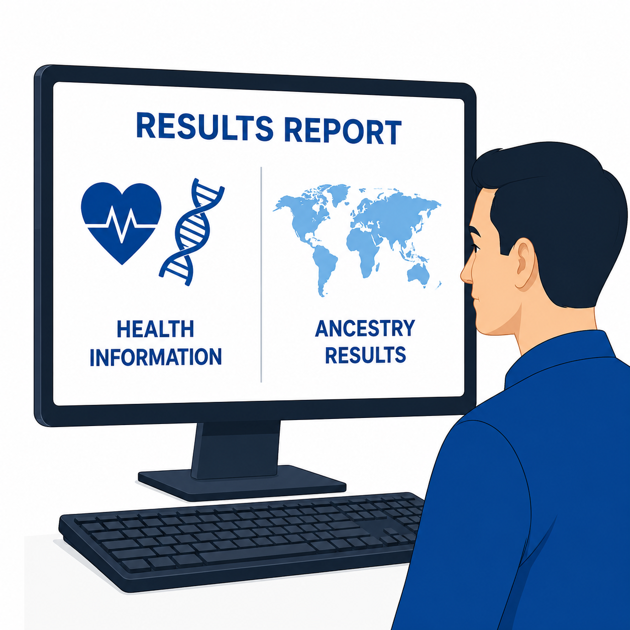 Receiving genetic health screening and ancestry results